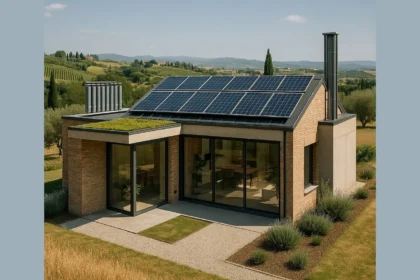 Attestato Prestazione Energetica, immagine generata di un loft di campagna con fotovoltaico