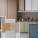 Ristrutturare la cucina, render di interni, con palette di colori