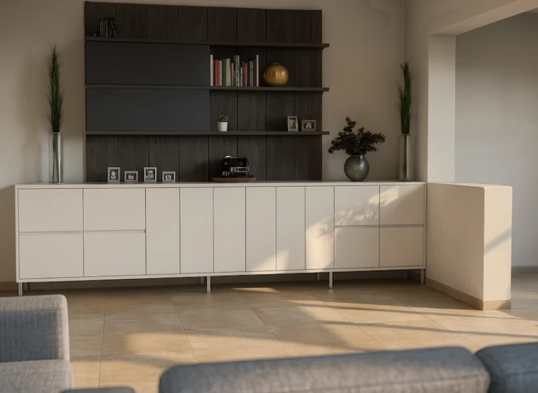 Casa Esse, render mobile soggiorno